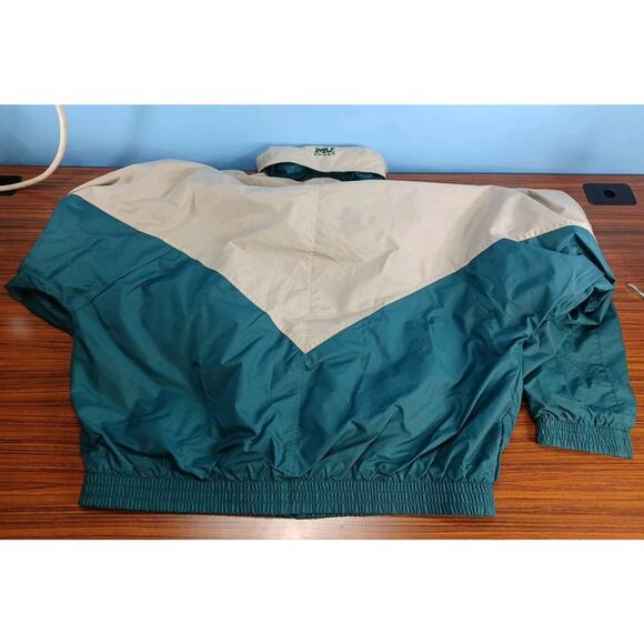 Vintage MV Sport Vinyl Beige & Green Fishing Jacket Lightweight Hooded - Picture 13 of 13